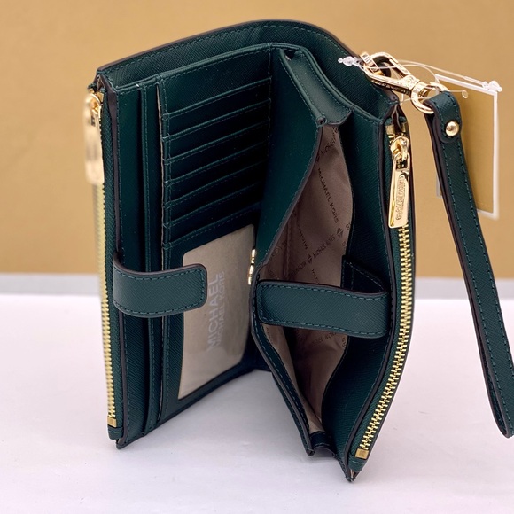 Michael Kors DoubleZip Wallet Wristlet Phone Case Racing Green - Picture 12 of 15